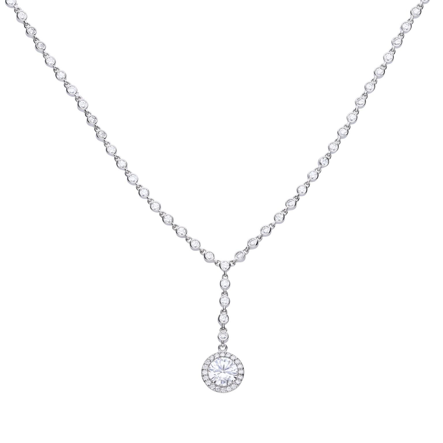 Diamonfire Pave Zirconia Drop Necklace | Sterling Silver 43cm