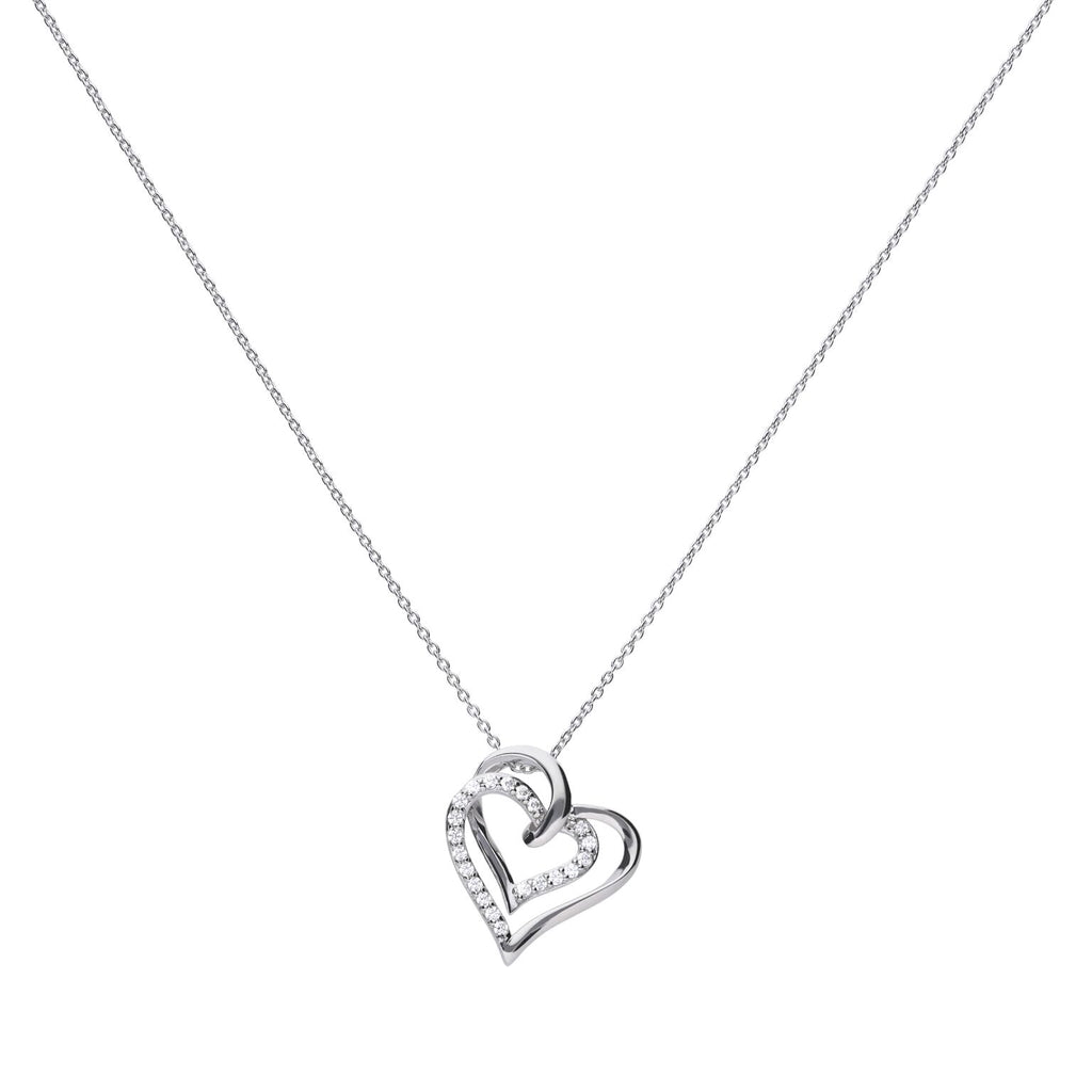 Gecko Jewellery Overlaid Hearts Necklace | Sterling Silver & Zirconia