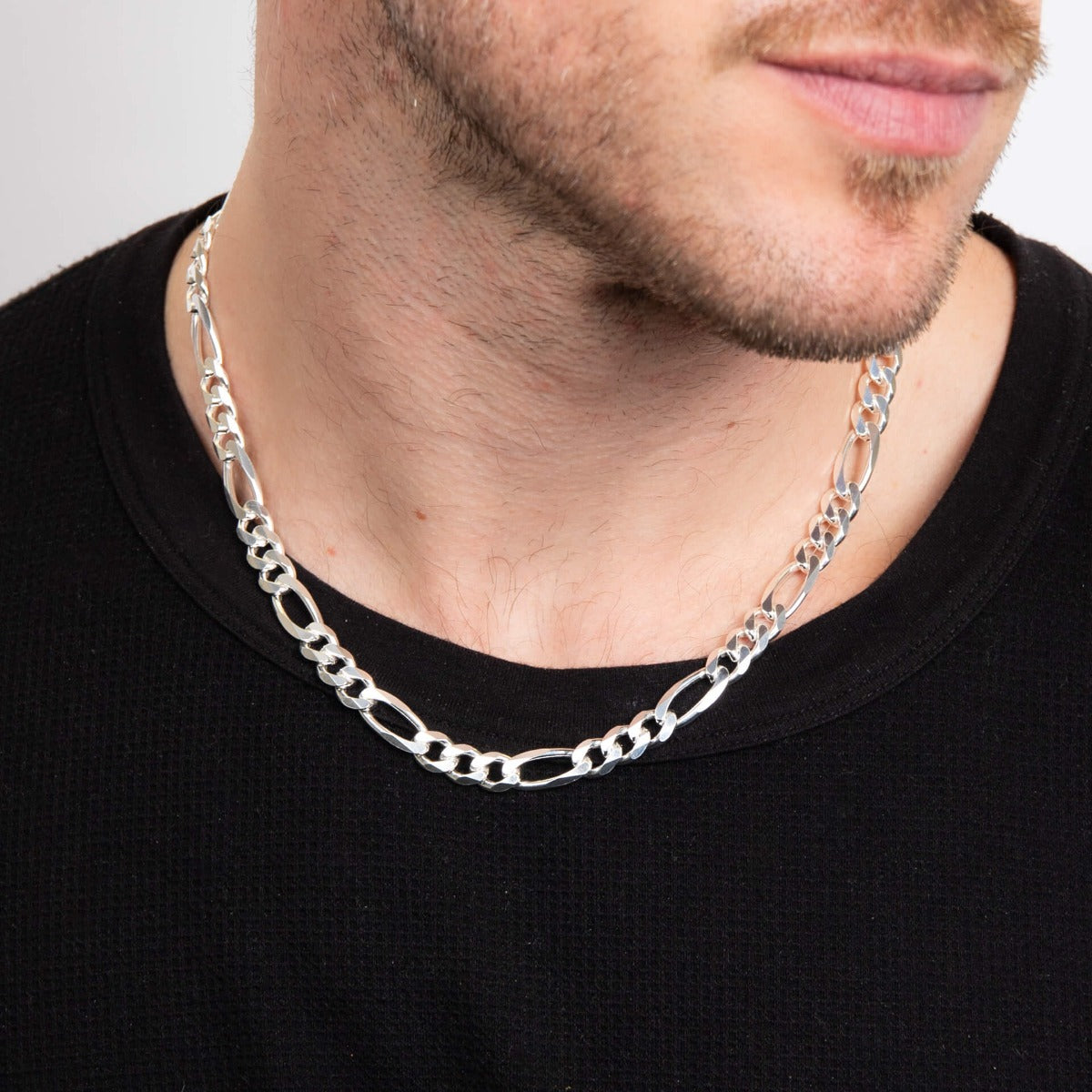 Gecko Jewellery Sterling Silver Heavyweight Figaro Chain Necklace – 51cm