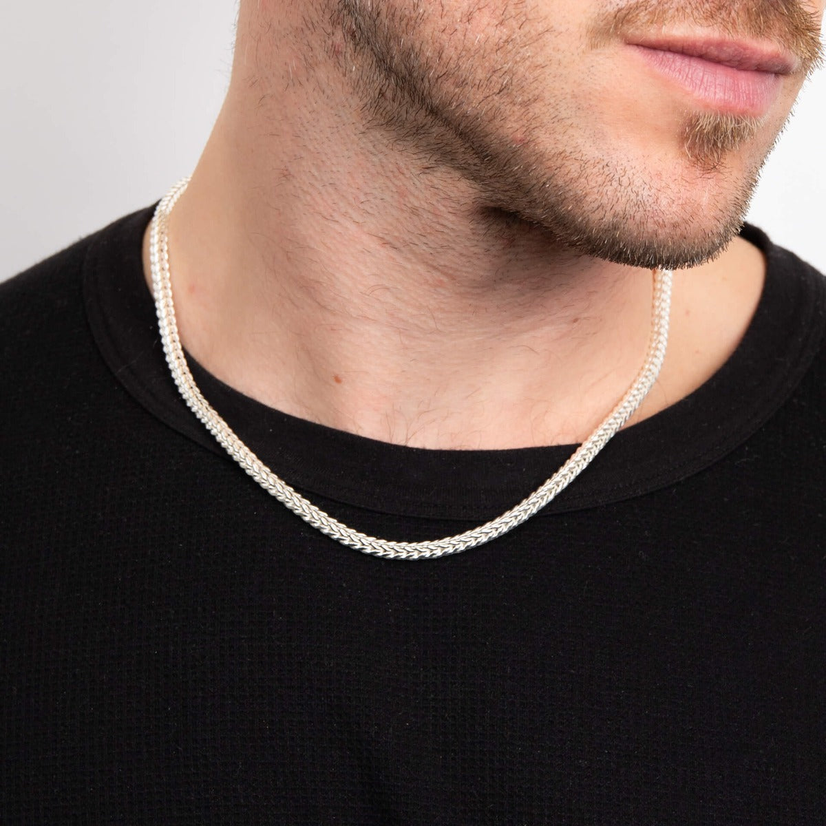 Beginnings 925 Sterling Silver Heavyweight Foxtail Chain Necklace – 51cm