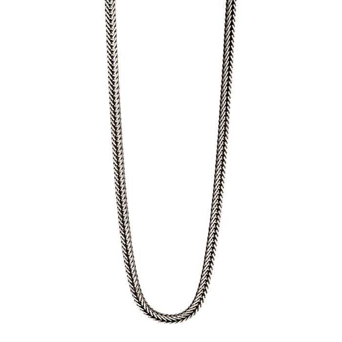 Gecko Jewellery Oxidised Foxtail Chain Necklace in Sterling Silver