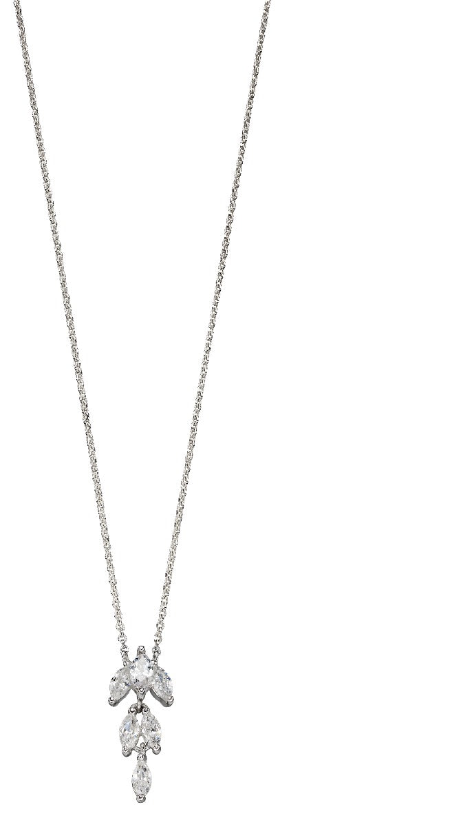 Gecko Jewellery Sterling Silver Marquise Cubic Zirconia Pendant Necklace