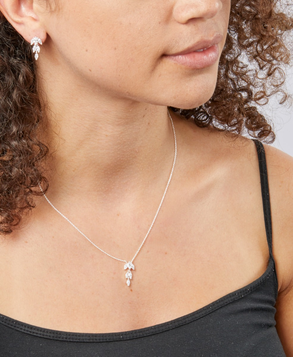 Gecko Jewellery Sterling Silver Marquise Cubic Zirconia Pendant Necklace