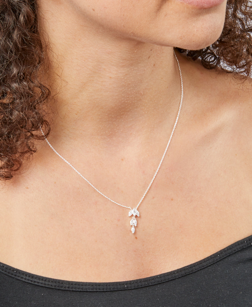 Gecko Jewellery Sterling Silver Marquise Cubic Zirconia Pendant Necklace