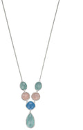 Gecko Jewellery Rose Quartz and Blue Aqua Chalcedony Necklace