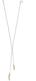 Gecko Jewellery Yellow Gold and Silver Wheat Lariat Statement Necklace