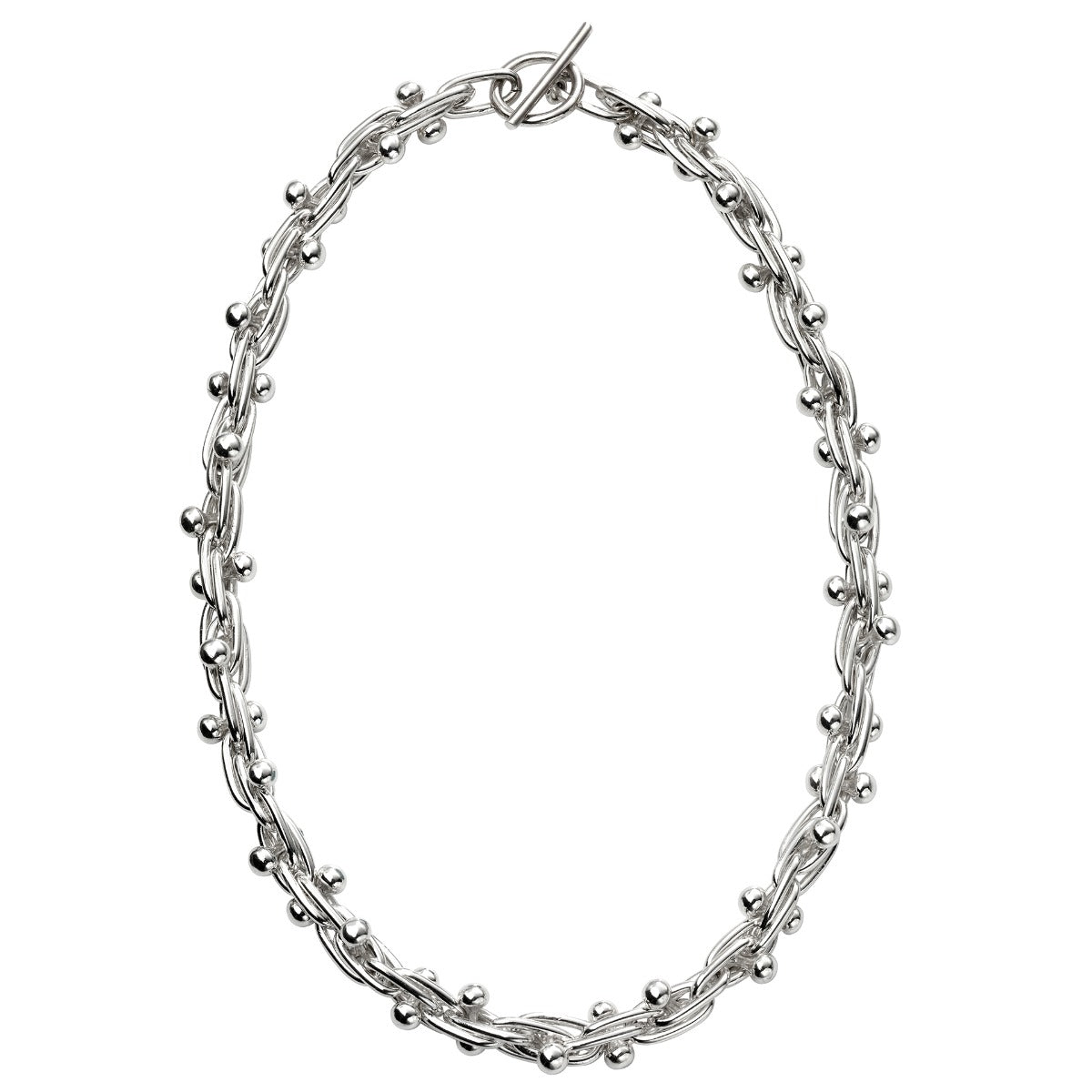 Beginnings Mexican Style Ball and Bar Necklace – Sterling Silver 42cm