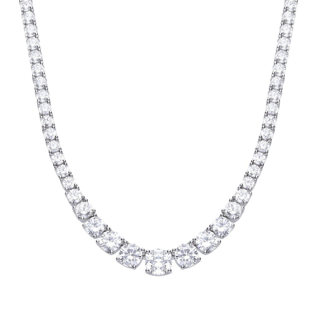 Diamonfire Graduated Zirconia Tennis Necklace in Sterling Silver