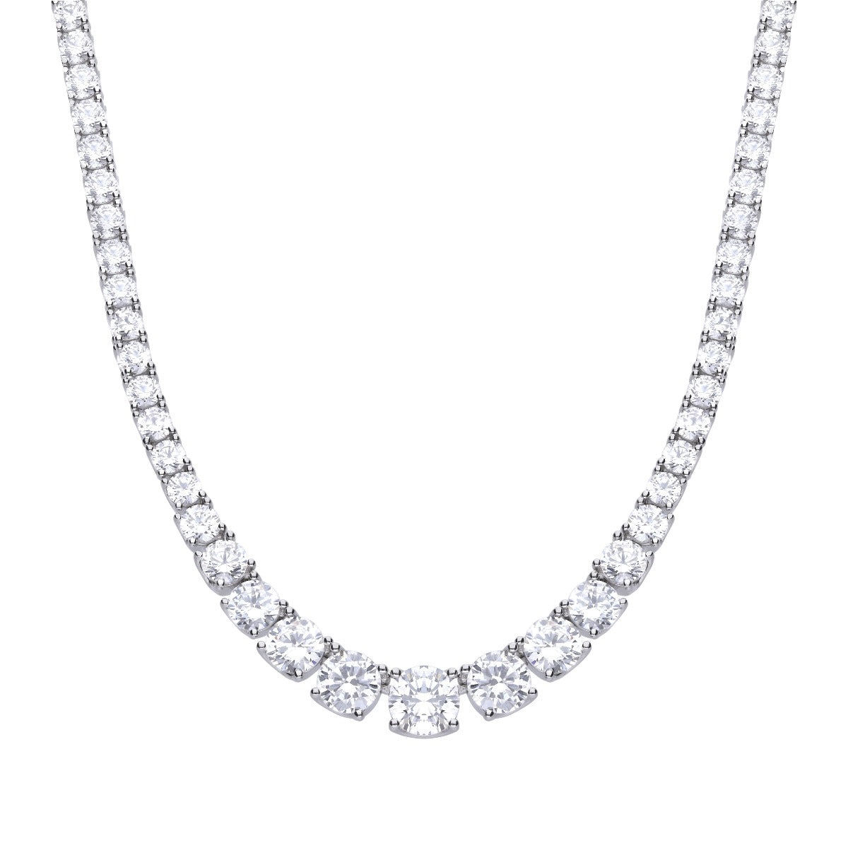 Diamonfire Graduated Zirconia Tennis Necklace in Sterling Silver