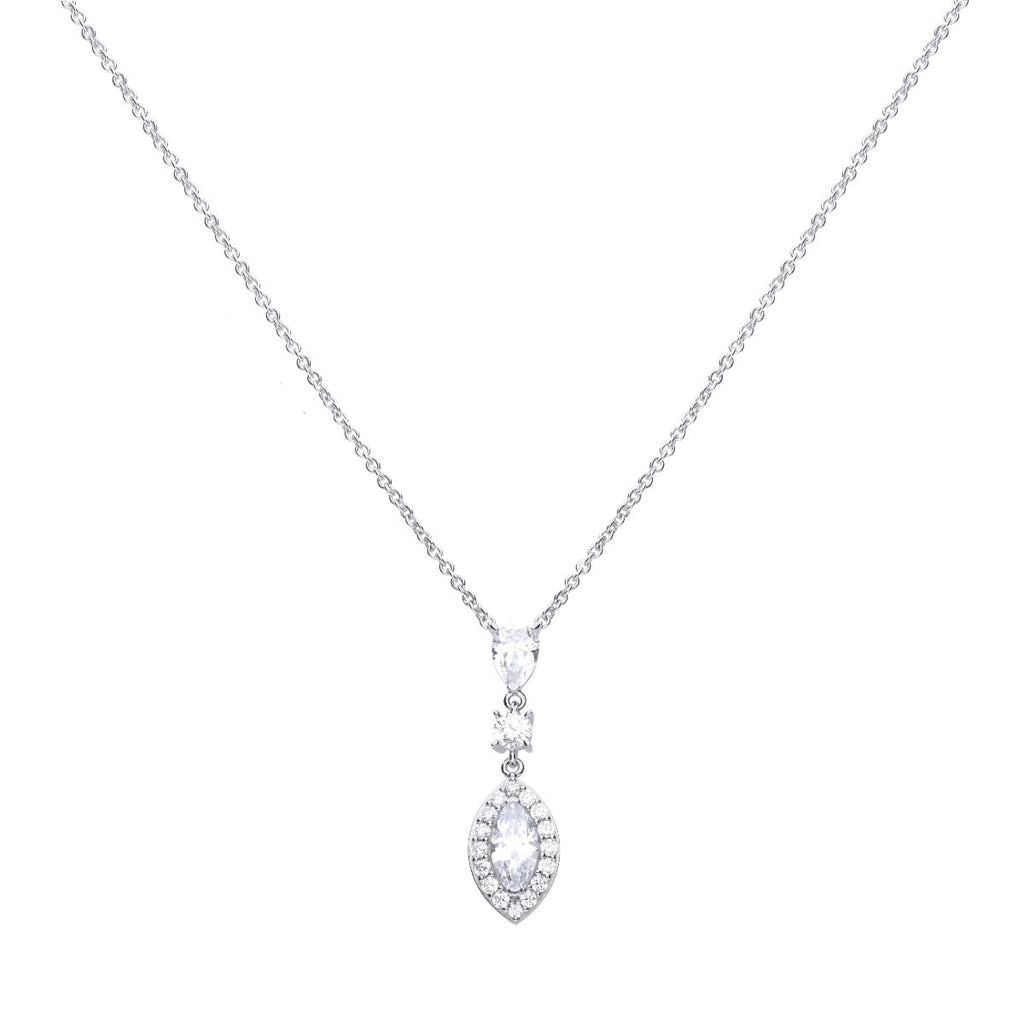 Diamonfire Marquise and Pave Zirconia Necklace | Triple Plated Silver