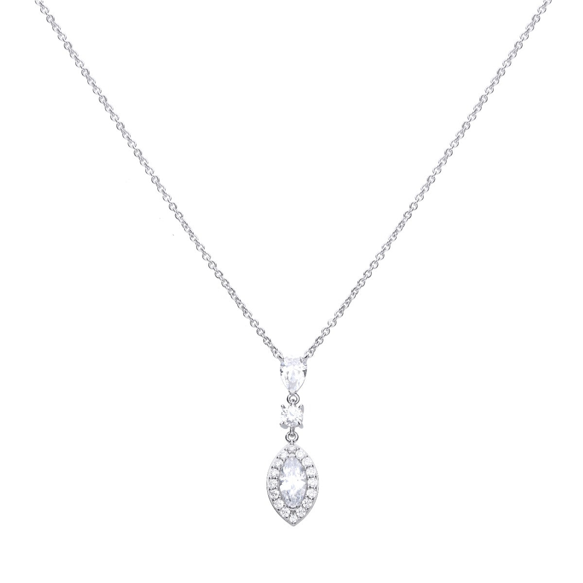 Diamonfire Marquise and Pave Zirconia Necklace | Triple Plated Silver