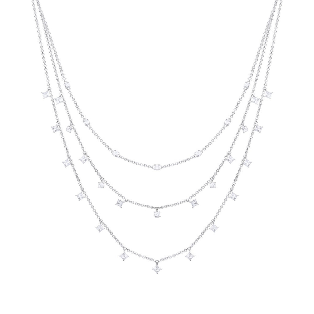Diamonfire Triple Row Zirconia Necklace | Sterling Silver Jewellery