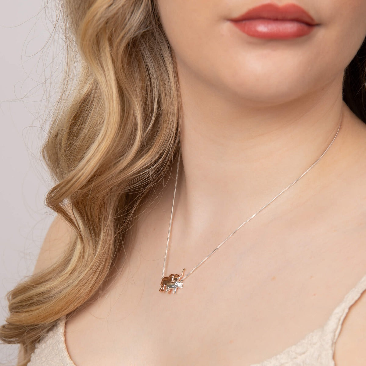 Gecko Jewellery Sterling Silver Mum and Baby Elephant Necklace