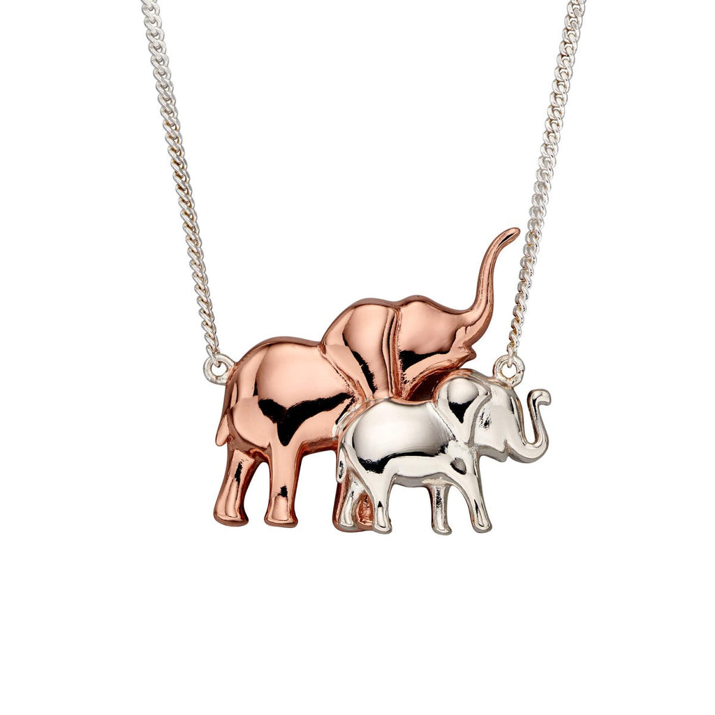 Gecko Jewellery Sterling Silver Mum and Baby Elephant Necklace