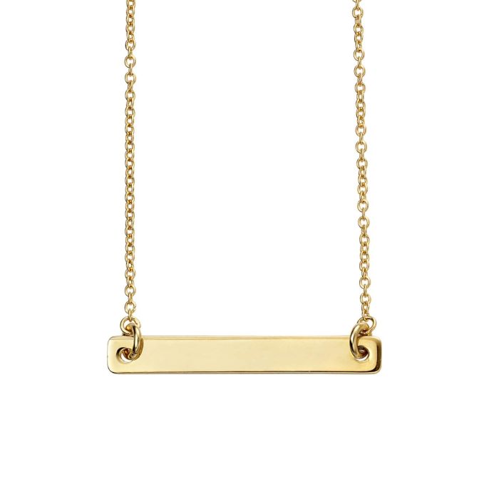Gecko Jewellery Gold Plated Engravable Bar Necklace – 41-50cm Chain