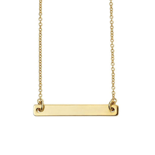Gecko Jewellery Gold Plated Engravable Bar Necklace – 41-50cm Chain