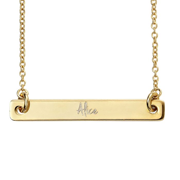 Gecko Jewellery Gold Plated Engravable Bar Necklace – 41-50cm Chain