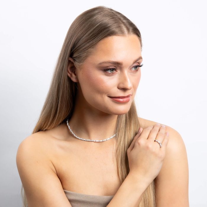 Diamonfire Baguette and Round Zirconia Ring in Sterling Silver
