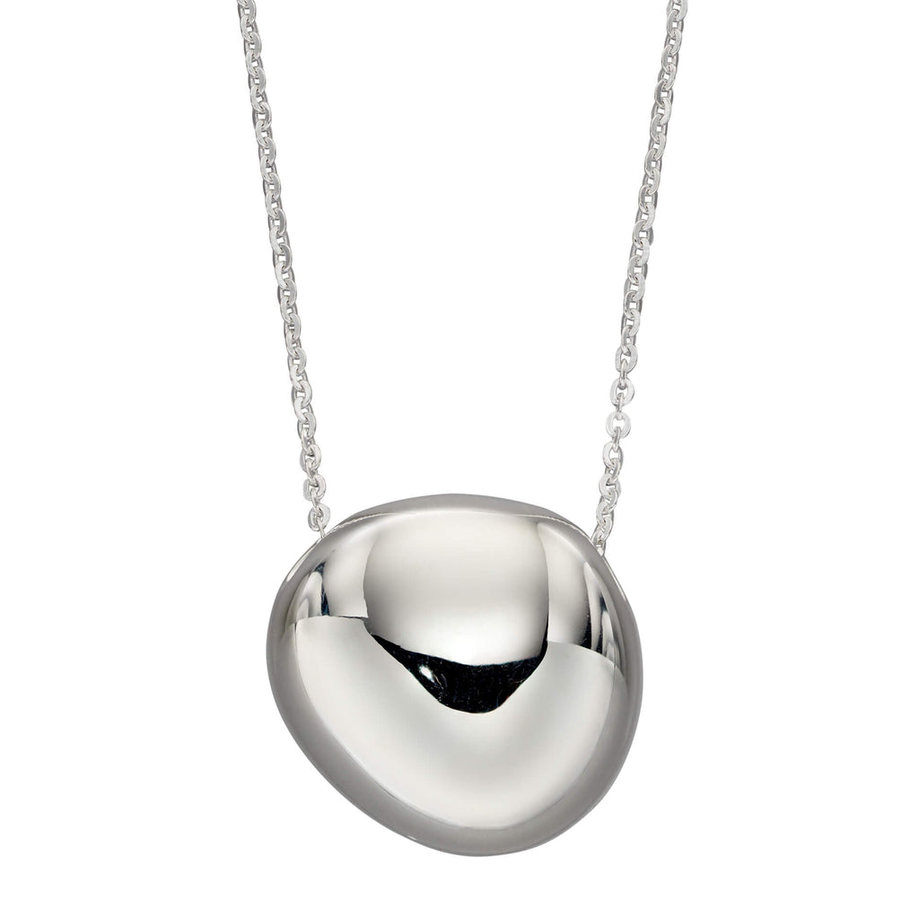 Gecko Jewellery Organic Pebble Necklace – Polished Silver Pendant