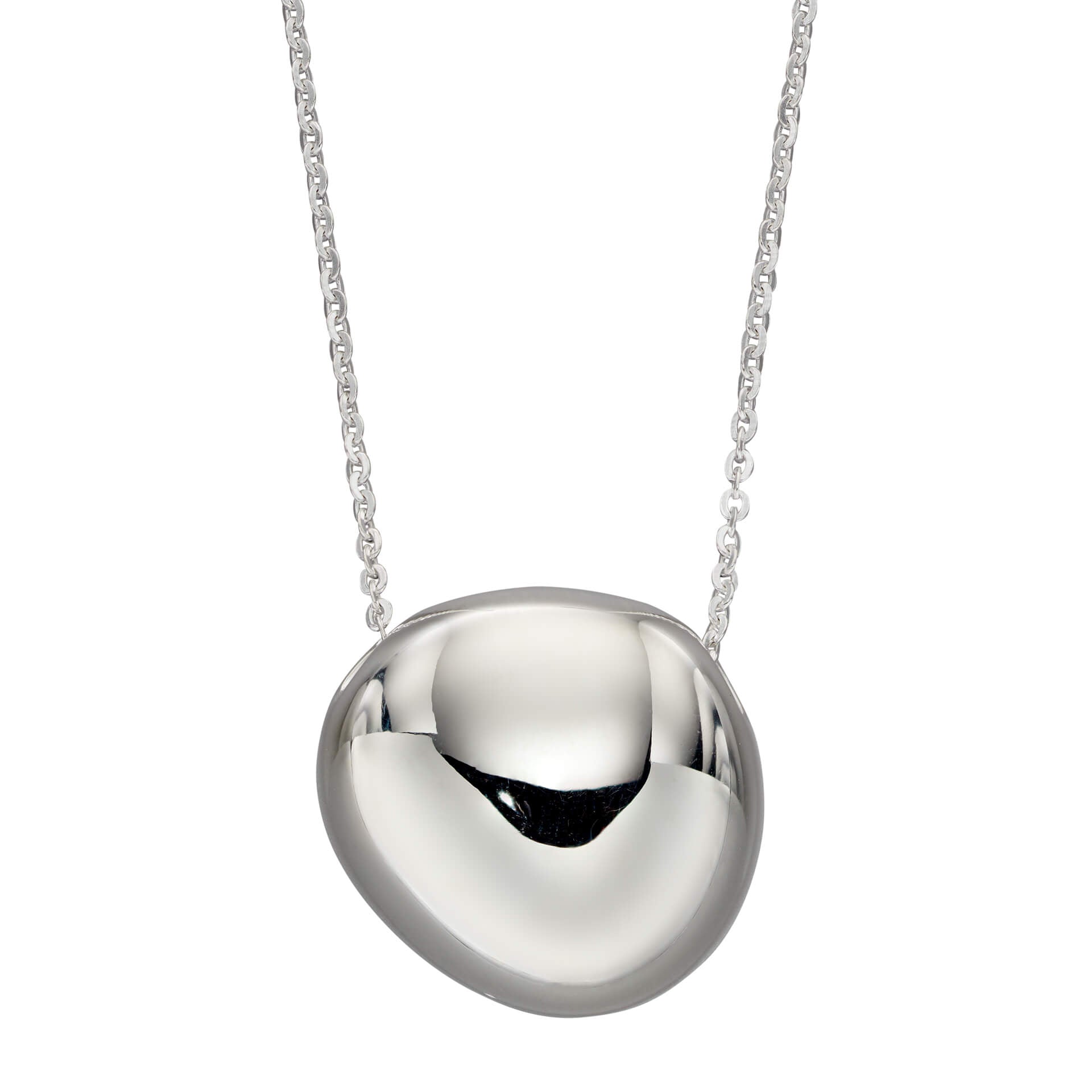 Gecko Jewellery Organic Pebble Necklace – Polished Silver Pendant