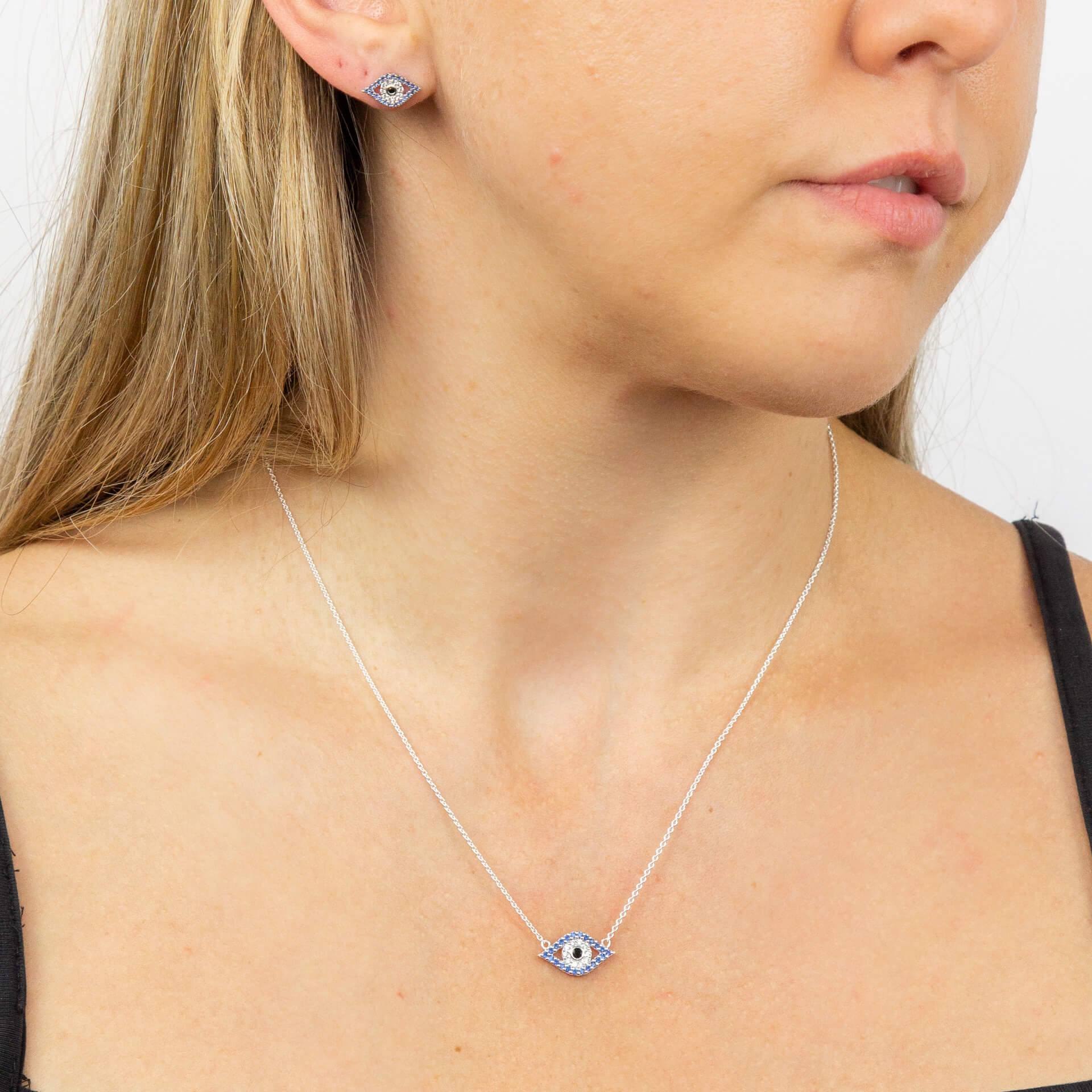 Gecko Jewellery Sterling Silver Evil Eye Stud Earrings for Protection