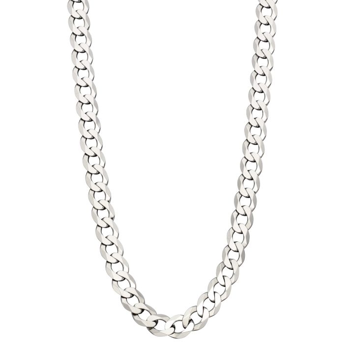 Gecko Jewellery Sterling Silver Diamond Cut Curb Chain Necklace – 56cm