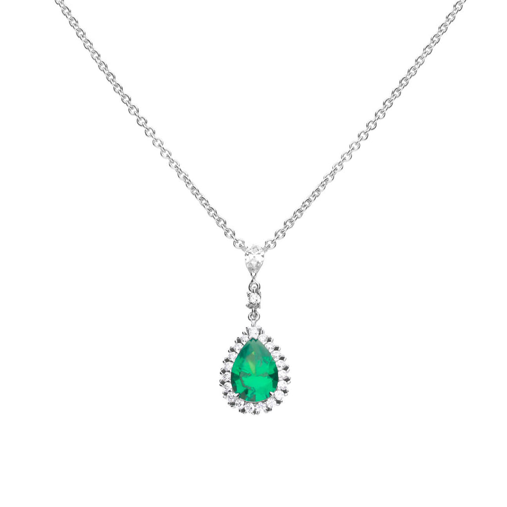 Gecko Jewellery Teardrop and Pave Surround Zirconia Necklace