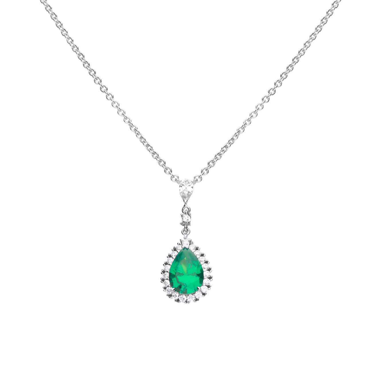 Gecko Jewellery Teardrop and Pave Surround Zirconia Necklace
