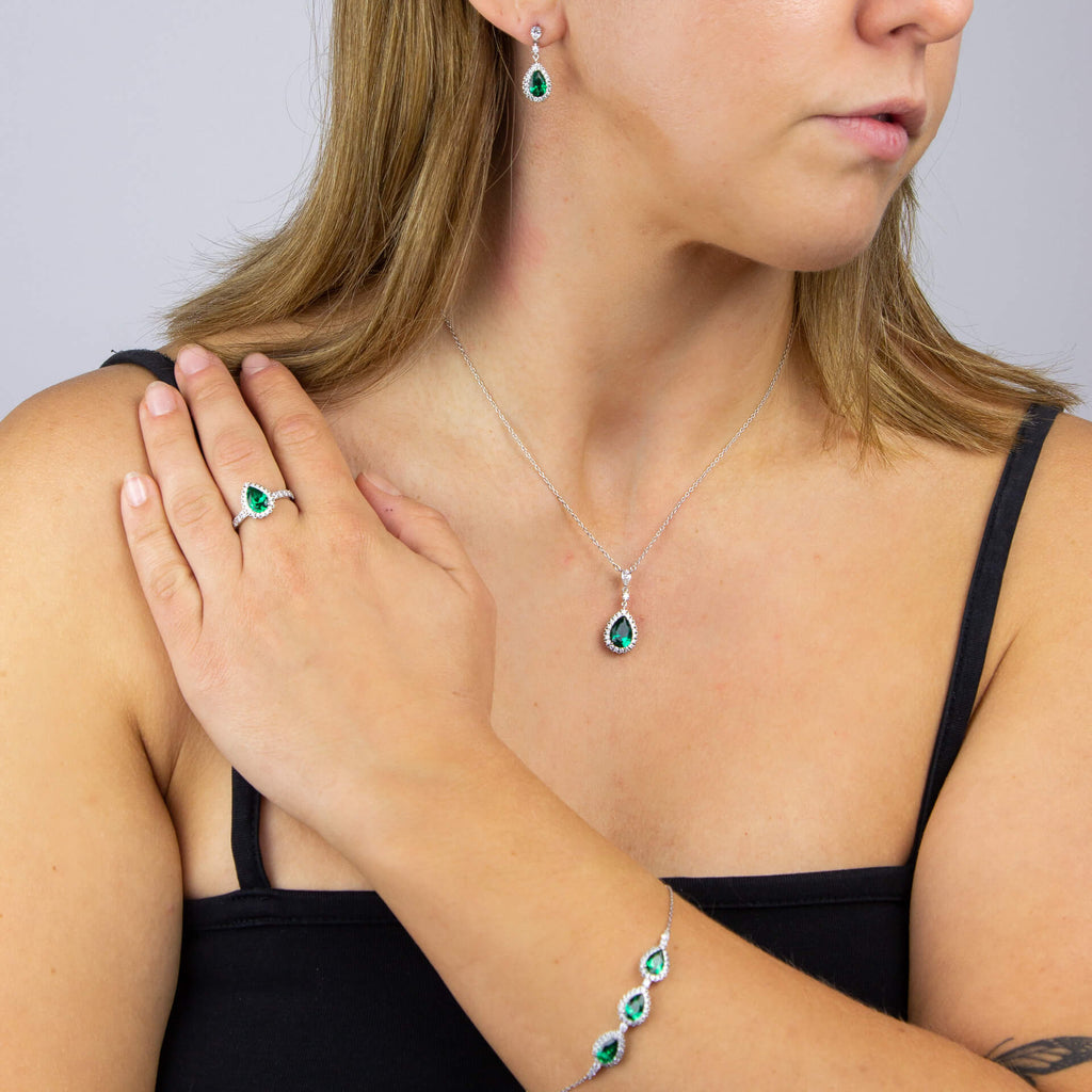 Gecko Jewellery Teardrop and Pave Surround Zirconia Necklace