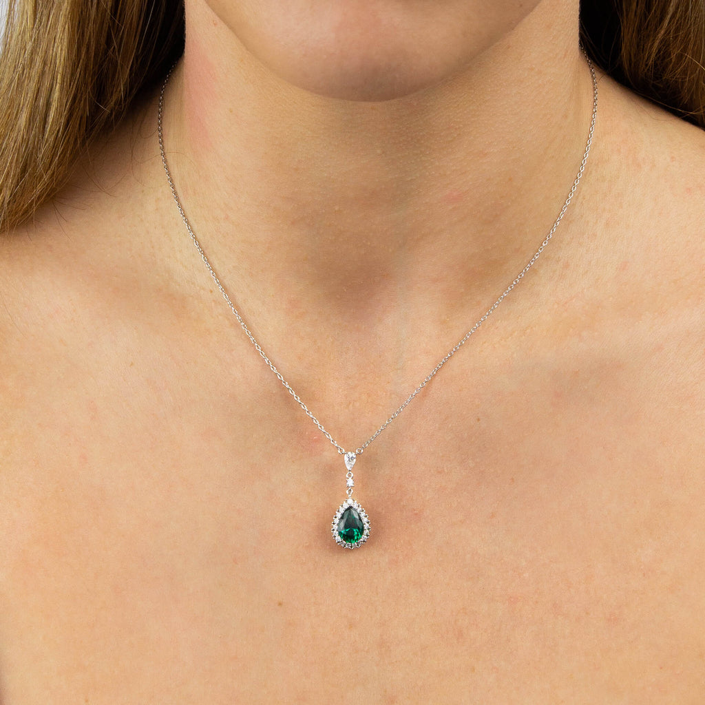 Gecko Jewellery Teardrop and Pave Surround Zirconia Necklace