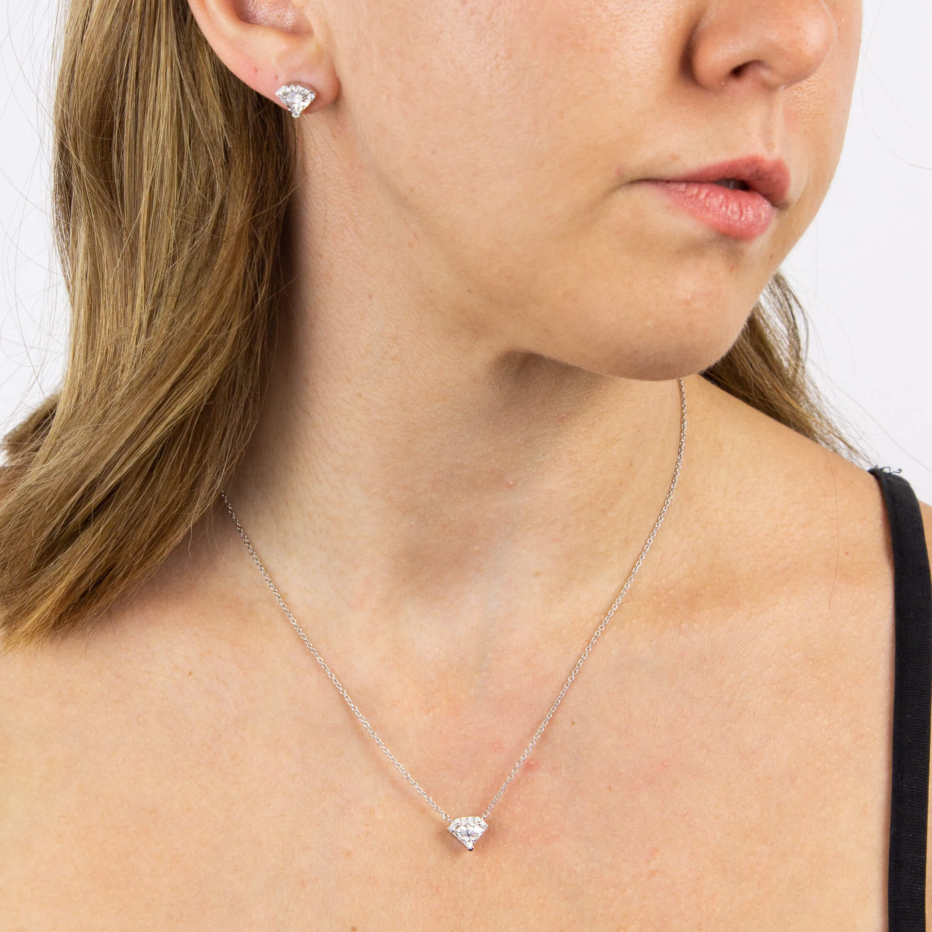 Diamonfire Zirconia Diamond Shaped Stud Earrings in Sterling Silver