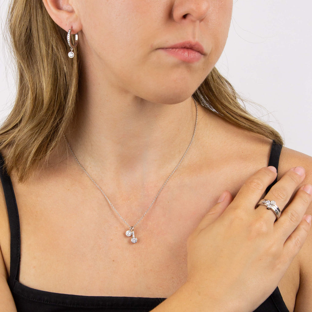 Diamonfire Pave Zirconia Hoop Earrings – Sterling Silver Drop Charm