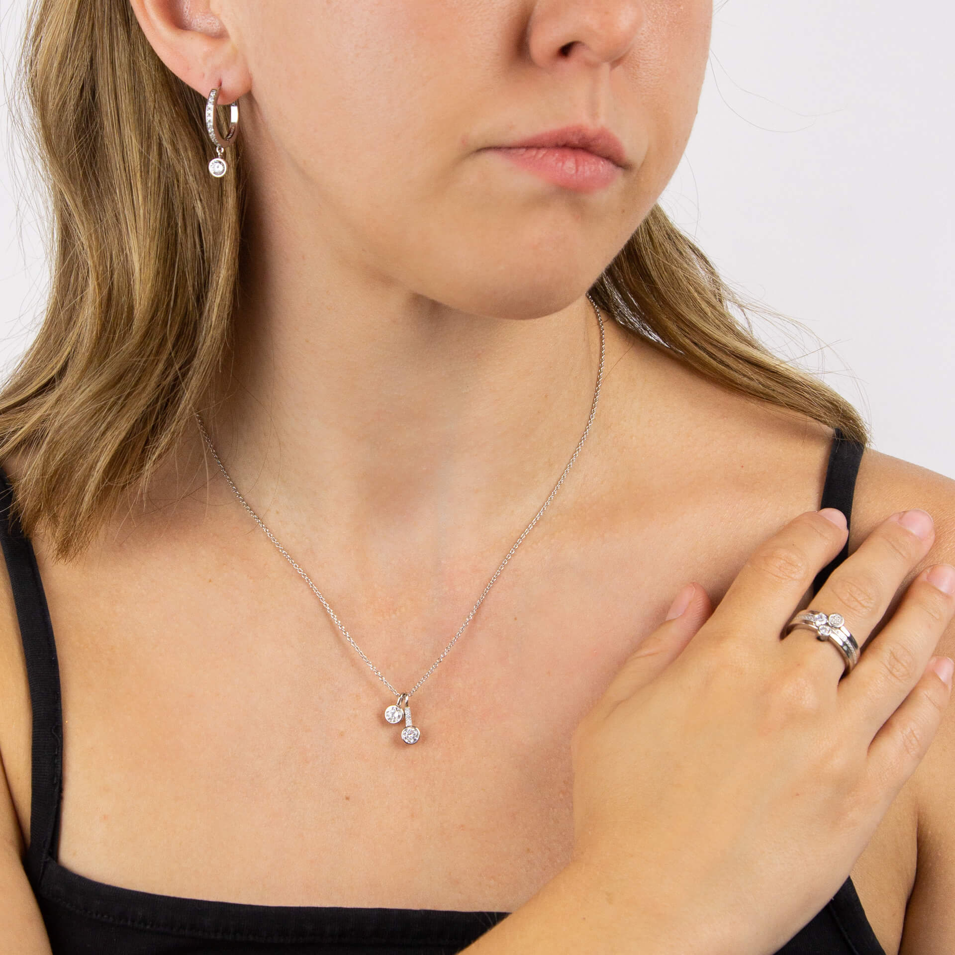 Diamonfire Pave Zirconia Hoop Earrings – Sterling Silver Drop Charm