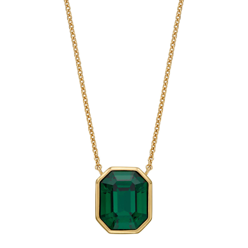Gecko Jewellery Elongated Octagon Crystal Necklace in Sterling Silver