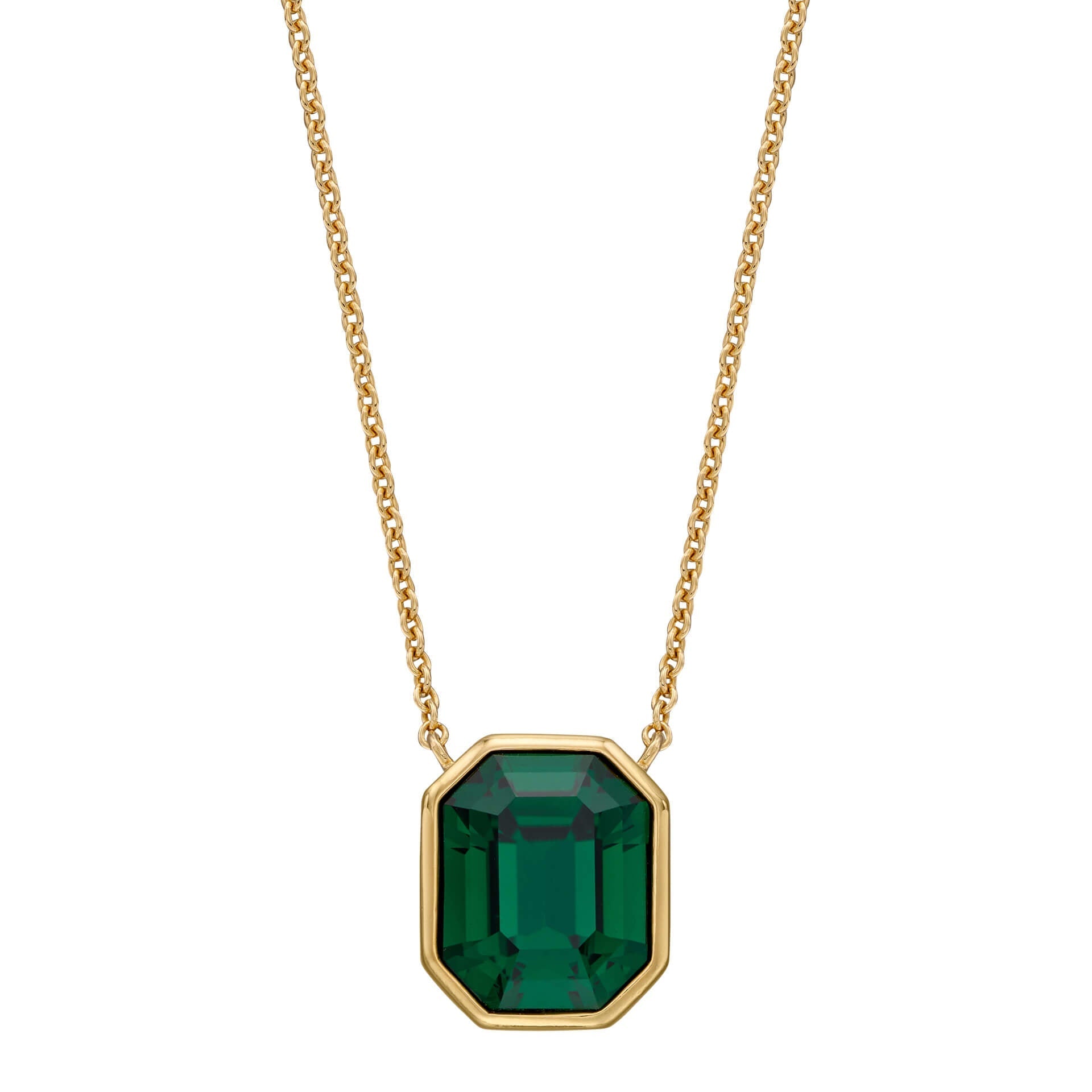 Gecko Jewellery Elongated Octagon Crystal Necklace in Sterling Silver
