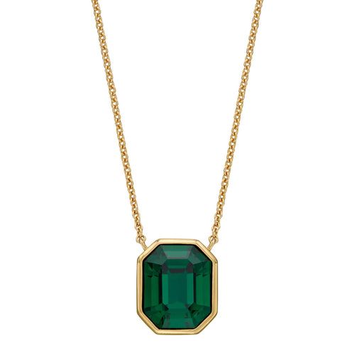 Gecko Jewellery Elongated Octagon Crystal Necklace in Sterling Silver