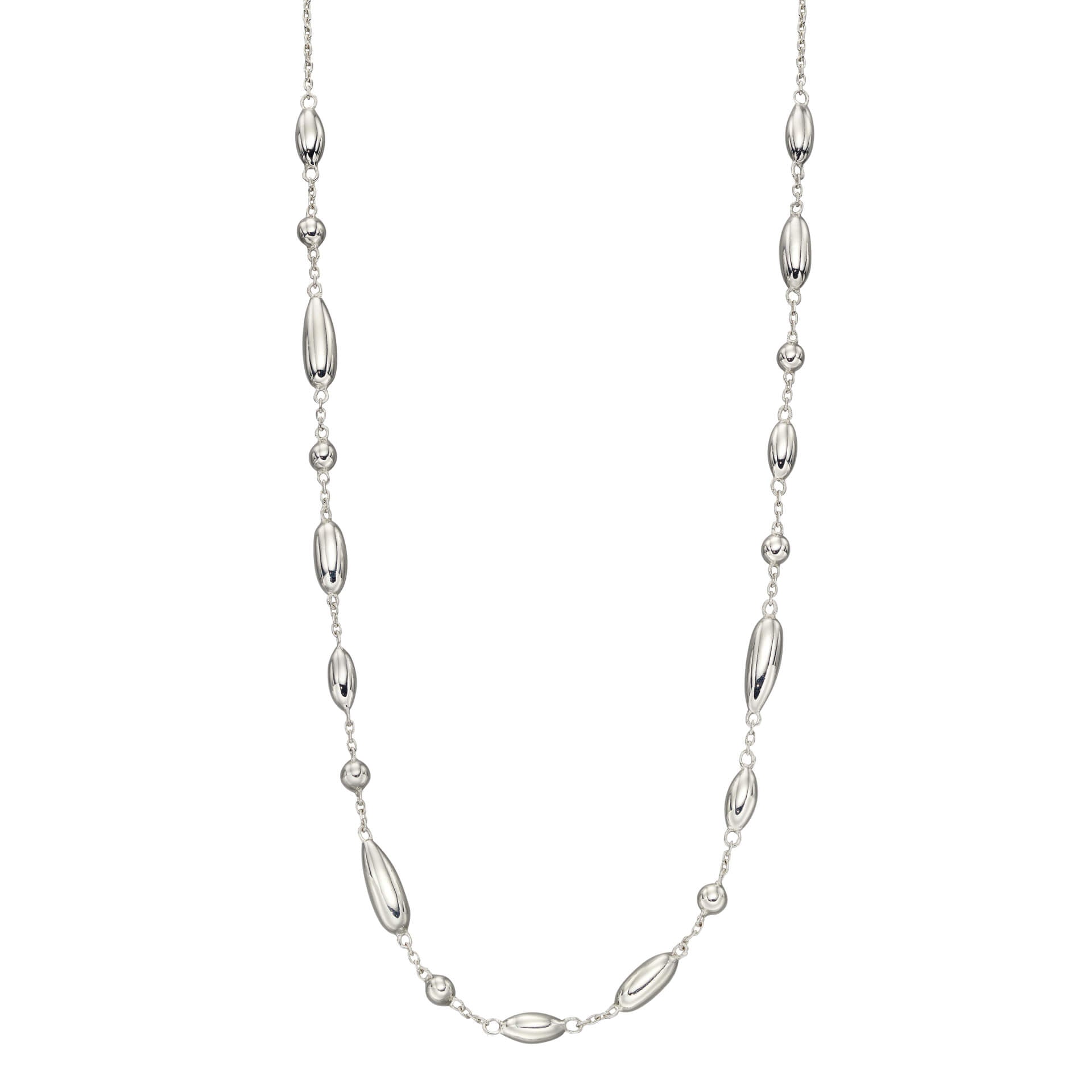 Gecko Jewellery Flower Bud Station Necklace – Sterling Silver 46cm