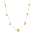 Gecko Jewellery Sunflower Station Necklace | Yellow Gold Plated Silver