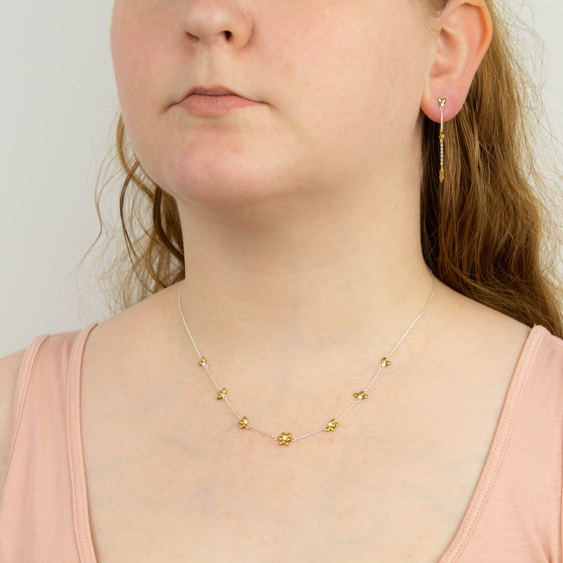 Sunflower Drop Earrings in Yellow Gold Plating by Gecko Jewellery
