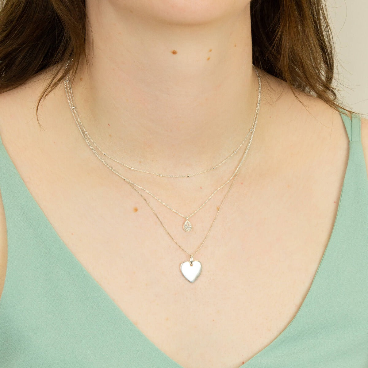 Gecko Jewellery Recycled Sterling Silver Cubic Zirconia Teardrop Necklace