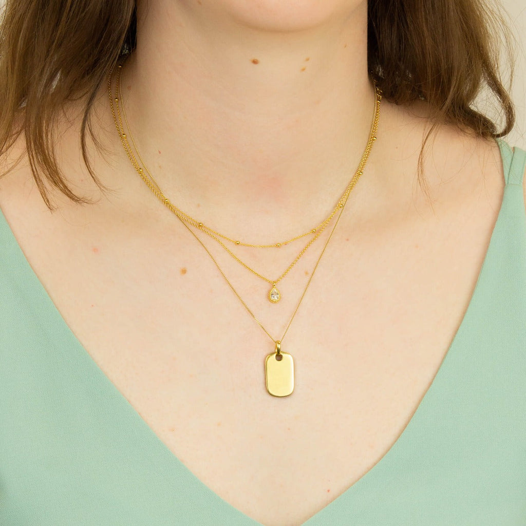 Gecko Jewellery Recycled Sterling Silver Cubic Zirconia Teardrop Necklace