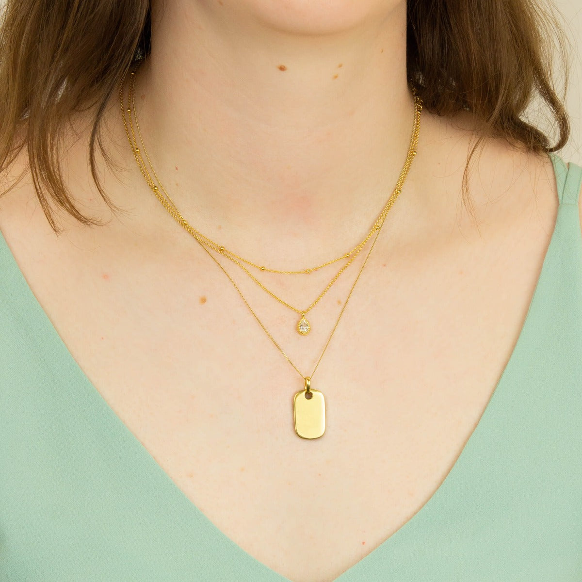 Gecko Jewellery Recycled Sterling Silver Cubic Zirconia Teardrop Necklace