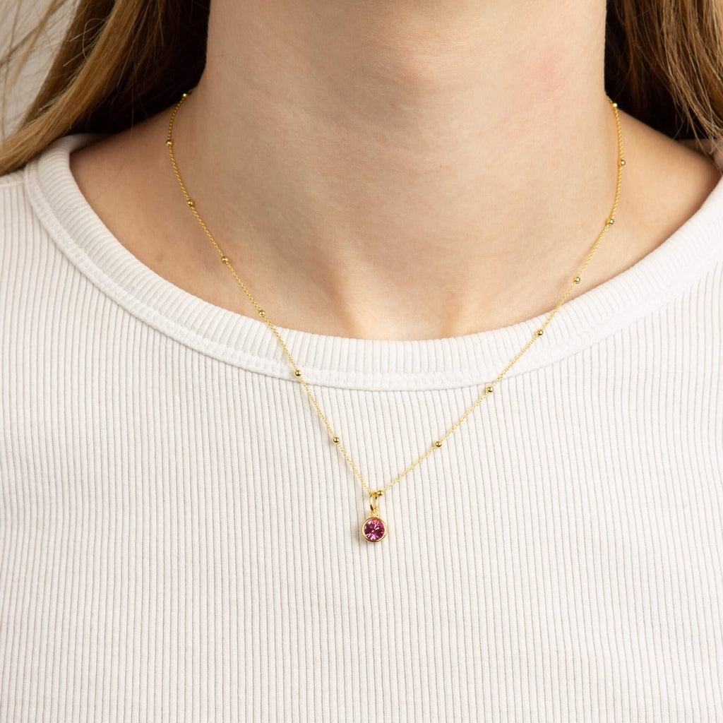 Crystal Birthstone Charm – Sterling Silver Pendant by Gecko Jewellery