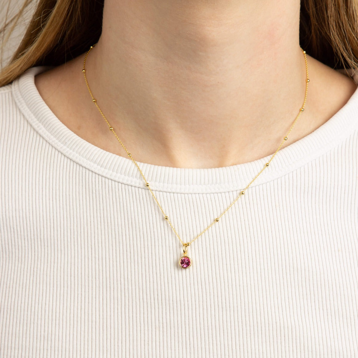 Crystal Birthstone Charm – Sterling Silver Pendant by Gecko Jewellery