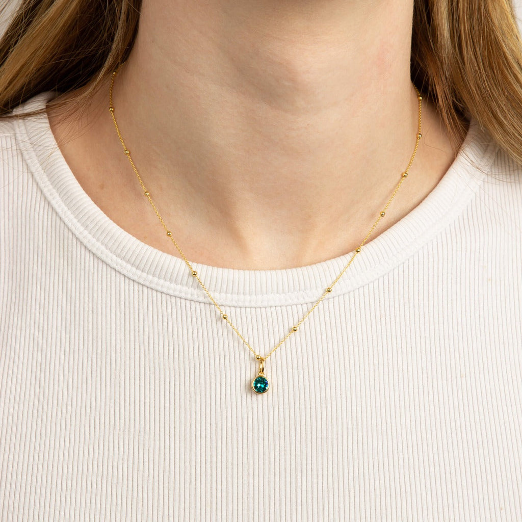 Crystal Birthstone Charm – Sterling Silver Pendant by Gecko Jewellery