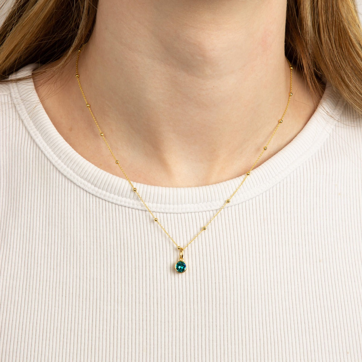 Crystal Birthstone Charm – Sterling Silver Pendant by Gecko Jewellery