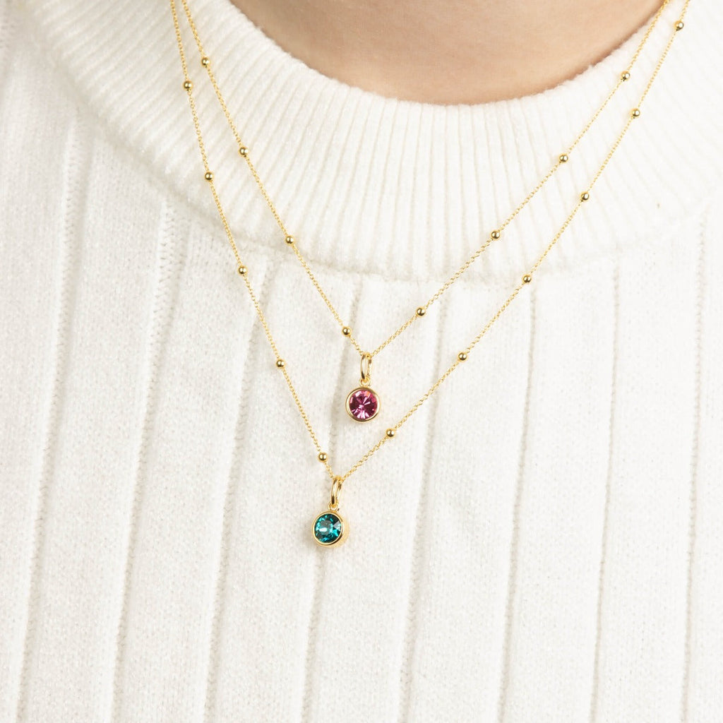 Crystal Birthstone Charm – Sterling Silver Pendant by Gecko Jewellery