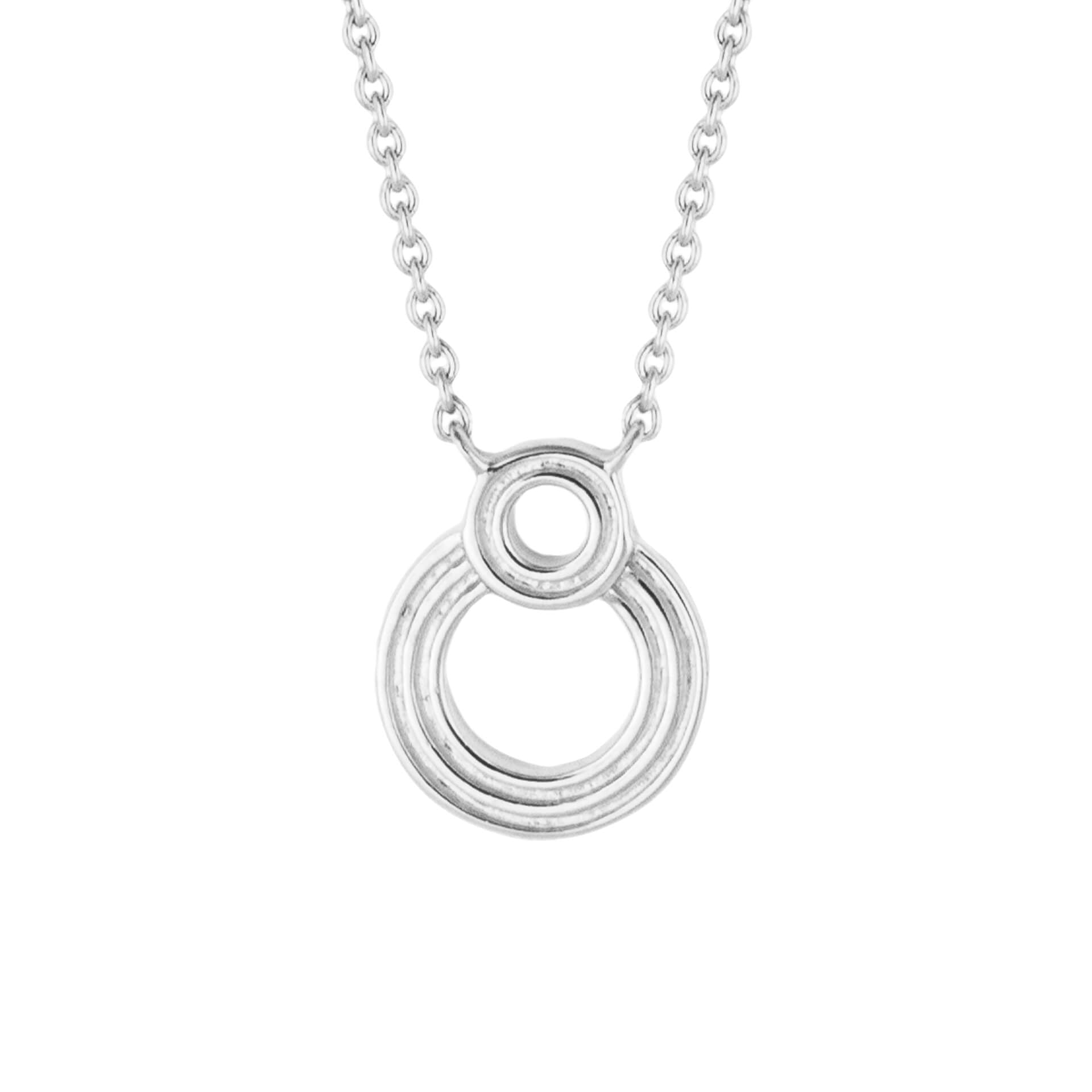 Gecko Jewellery Ridged Double Open Circle Necklace - Sterling Silver