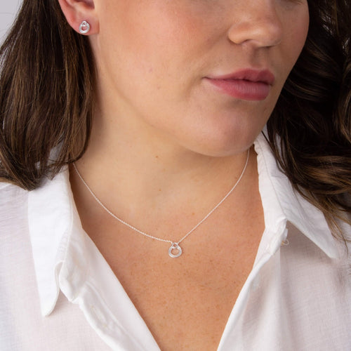 Gecko Jewellery Ridged Double Open Circle Necklace - Sterling Silver