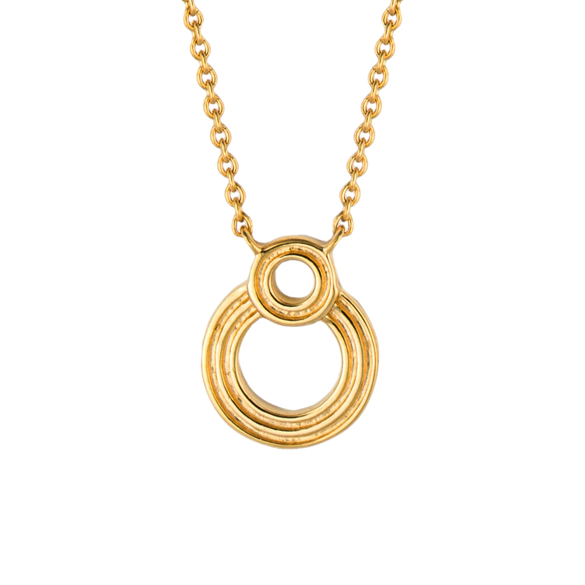 Gecko Jewellery Ridged Double Open Circle Necklace - Sterling Silver